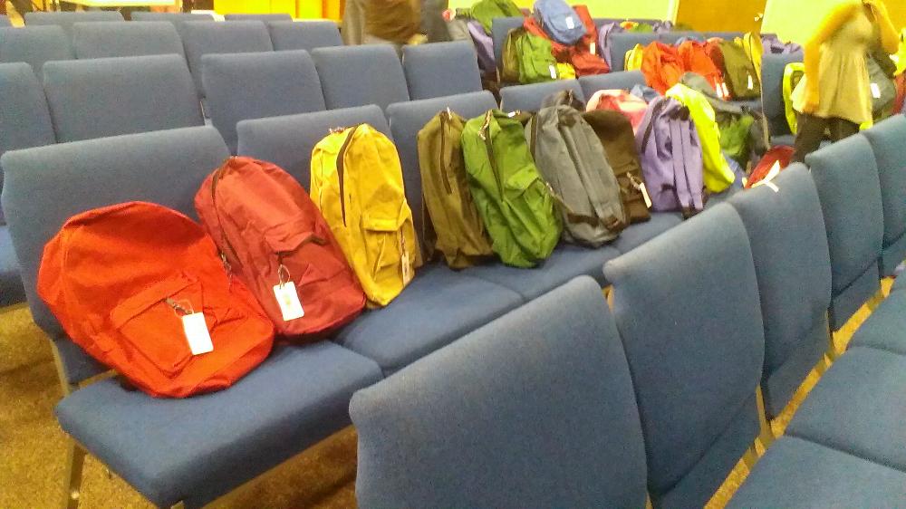 Start of middle school completed backpacks