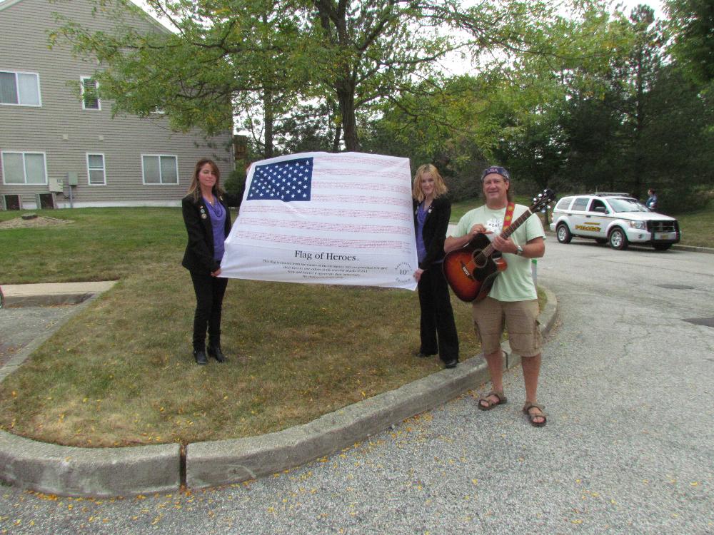 "Flag of Heros" A song in remembrance of 9/11/2001, Written and Sung by a Sparta Elks Lodge member, Shown here at George Alapka's home reveal.