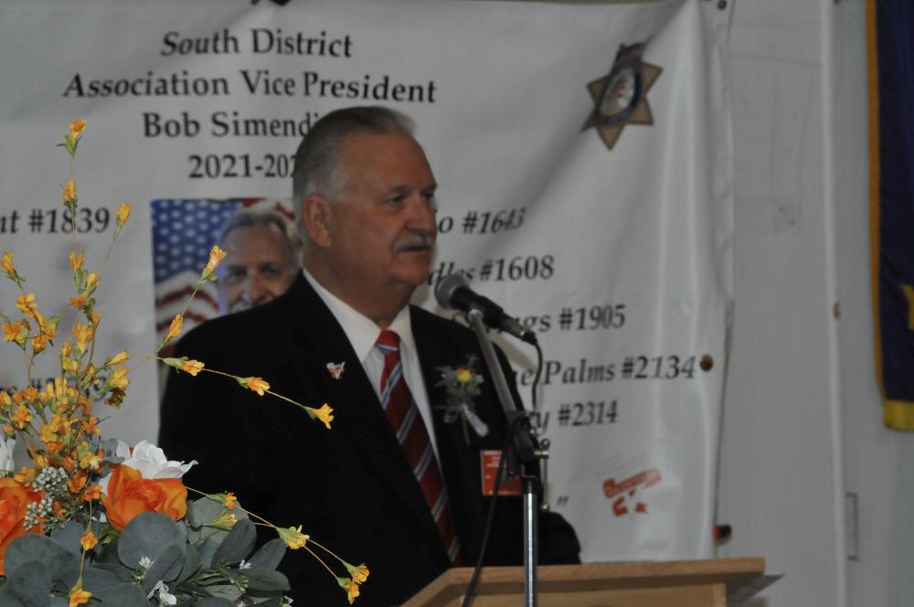 CHEA South District Vice President Bob Simendich addresses Yucca Valley Lodge #2314 at his Official Visitation/Homecoming.