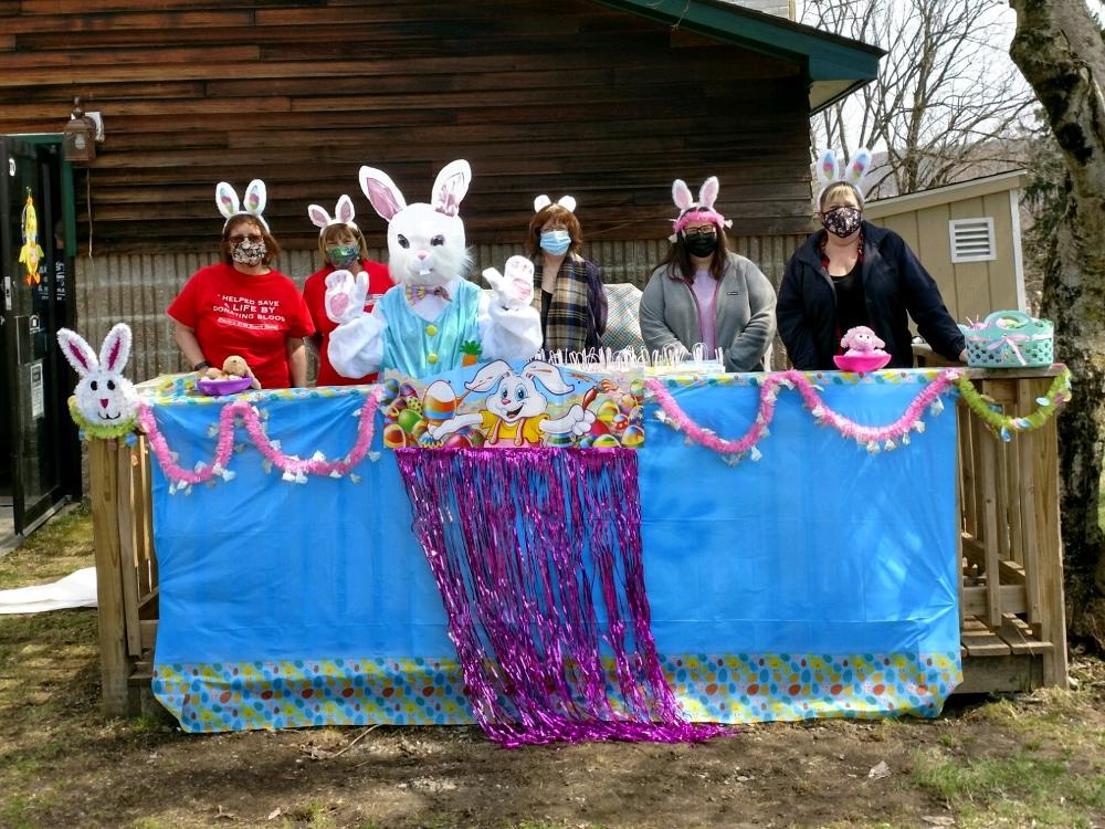 Drive-through visit with the Easter Bunny.