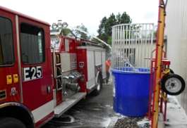 Filling the dunk tank for our Lodge picnic.  August 24th, 2013.