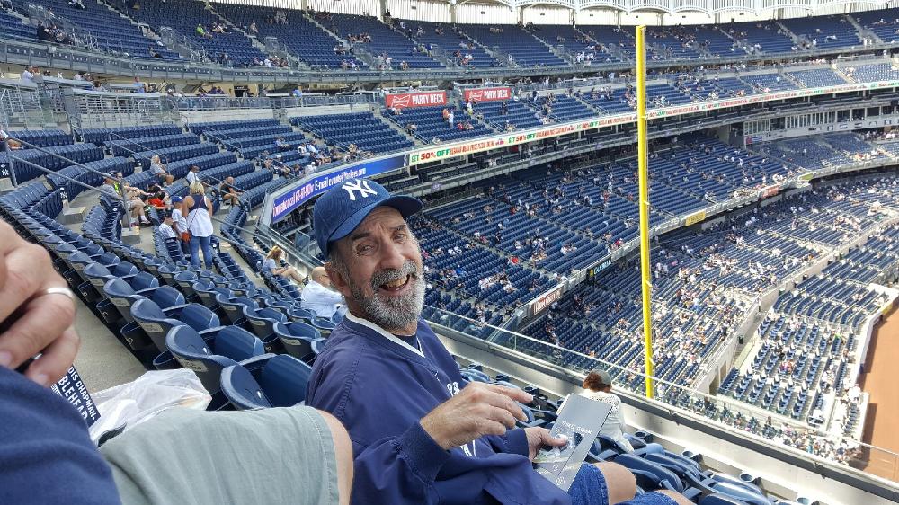 Louie turned 67. At Yankees game sponsored by Eatontown Elks.