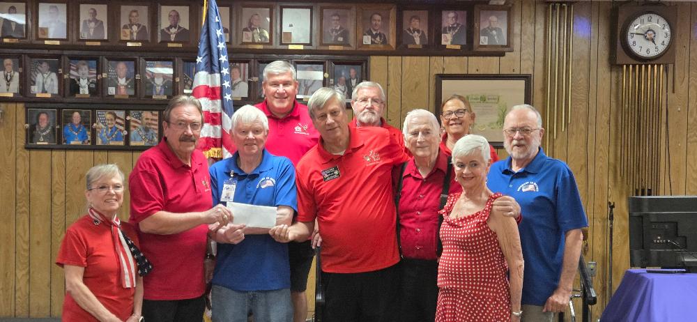 On February 13th, 2026 with their Gratitude Grant from the Elks National Foundation, the Bullhead City Elks Lodge #2408 was able to donate $3500.00 to Veterans in Motion. The funds will be used to maintain and insure the vehicles used to transport local veterans to their doctor appointments and out of town hospital visits. Pictured left to right front row; ENF Co-Chairman Kathryn Cornelison, ENF Chairman Mike Swain, President Harold Smith, Exalted Ruler Walt Honse, Founder Bob Horn and Administrator Nancy Horn.  Back row left to right; Board member Dean Martinez, Board member Mike Carson, Lodge Secretary Kathy Honse and Treasurer Ken Goetz