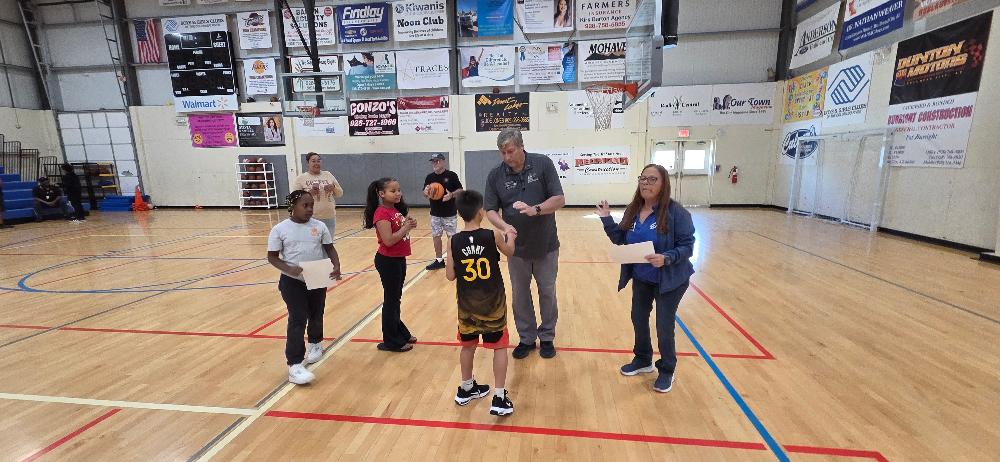ER walt Honse and Lodge Secretary Kathy Honse with Hoop Shoot 2025 participants.