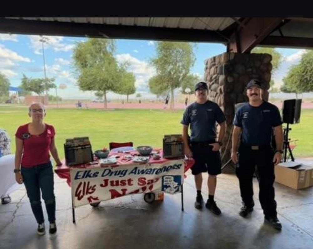 Drug Awareness Chairman Sarah Valle with BHC firefighters.