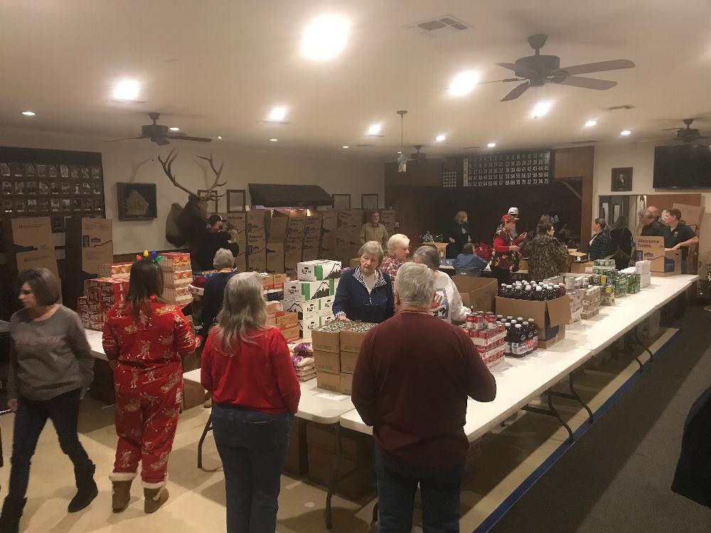 Denton Elks Lodge Holiday Food Basket Assembly Area - December 2021