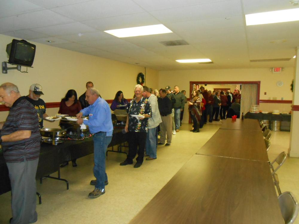 Christmas party dinner line