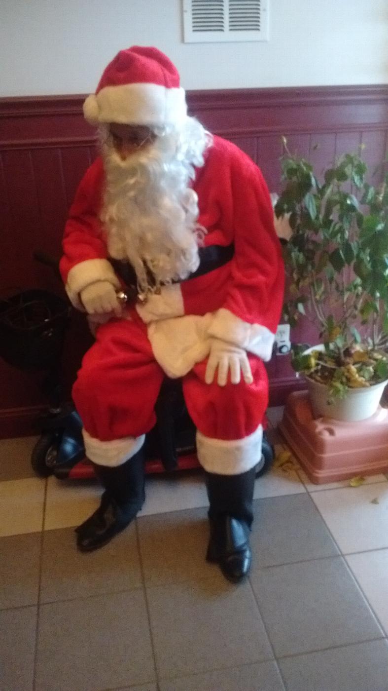 Santa waiting for his grand entry.