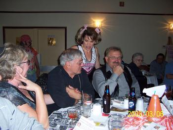 'Lona Carr' lectures 'former classmates' at Ladies Auxiliary Comedy Murder Mystery Dinner