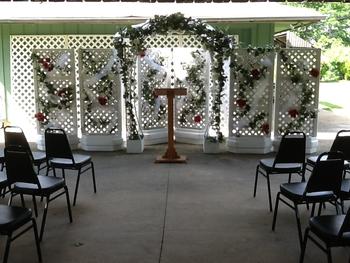 Wedding in outdoor Pavilion.  