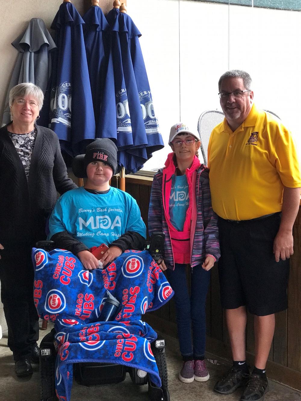 Jeff and Gloria attended the 2019 MDA Fundraiser, representing the Champaign-Urbana Elks Lodge 2497, shown here with Jordan and Summer. This event was held at Bunny's Tavern in Urbana.