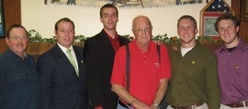 Grandfather in red shirt with 4 of his grand children as new members. (his son's a member to - far left.)