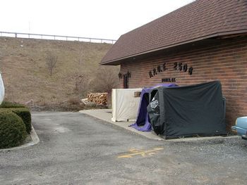 Front of Lodge with BASS fishing club displays for Annual Show