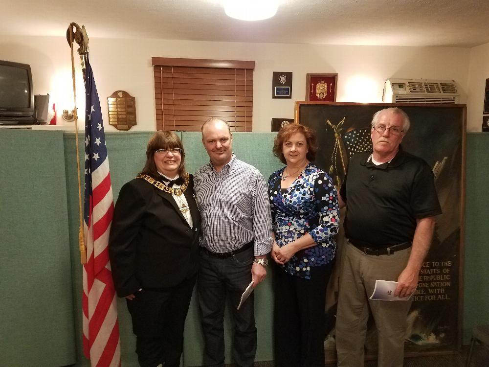 Welcome to our new members initiated on May 19, 2017.  (L-R) Exalted Ruler Diana, Michael, Suzanne, Jack.