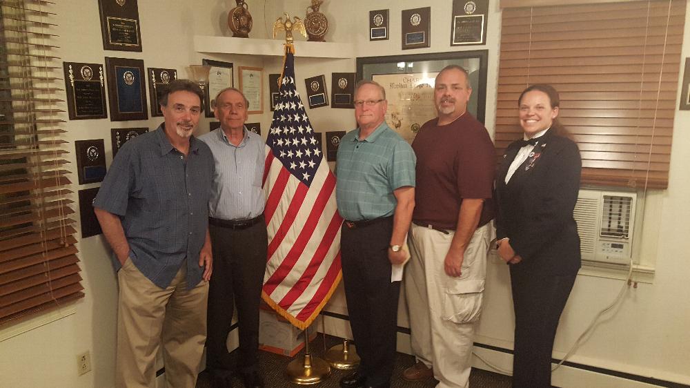 Welcome to our new members initiated on June 24, 2016. (L-R) Tony, Frank, George, Mark, Exalted Ruler Allison.