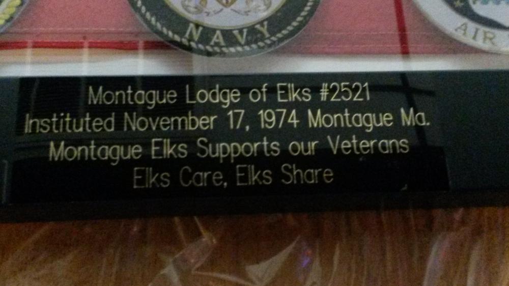 Given to the Montague Elks