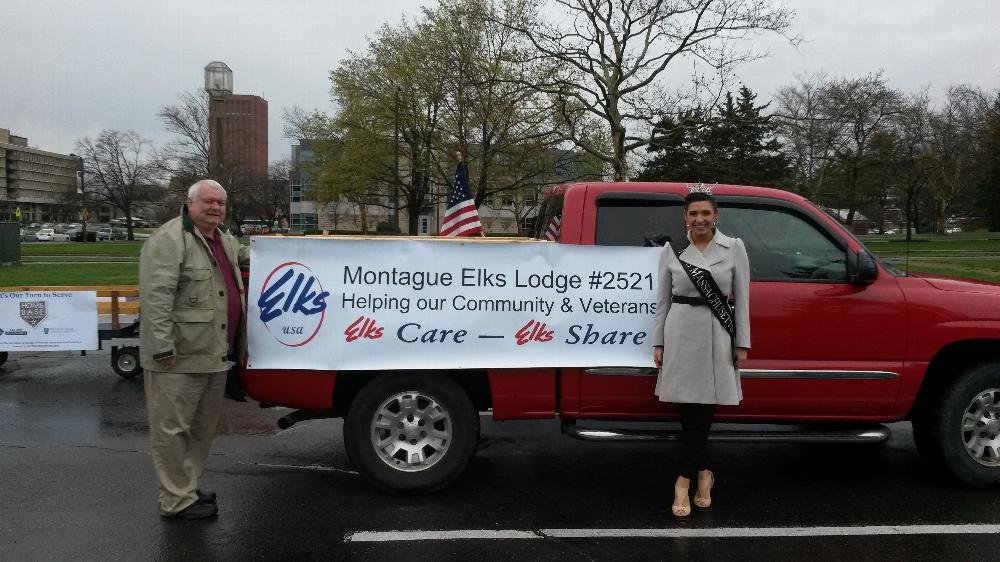 Miss Massachusetts and Kevin Hastings at the Ice Stars for Wounded Warriors parade. Amherst 4-26-14.