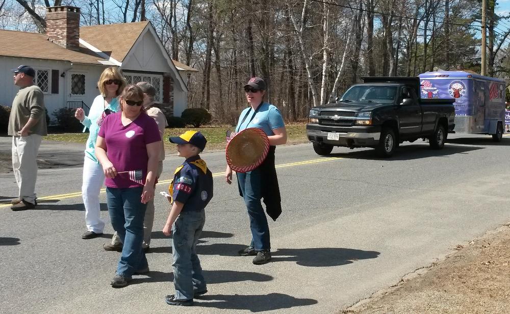 Franklin County Spring Parade in Montague 4-12-14.
The lodge sponsored Cub Scouts handed out stickers and American Flags to all spectators.