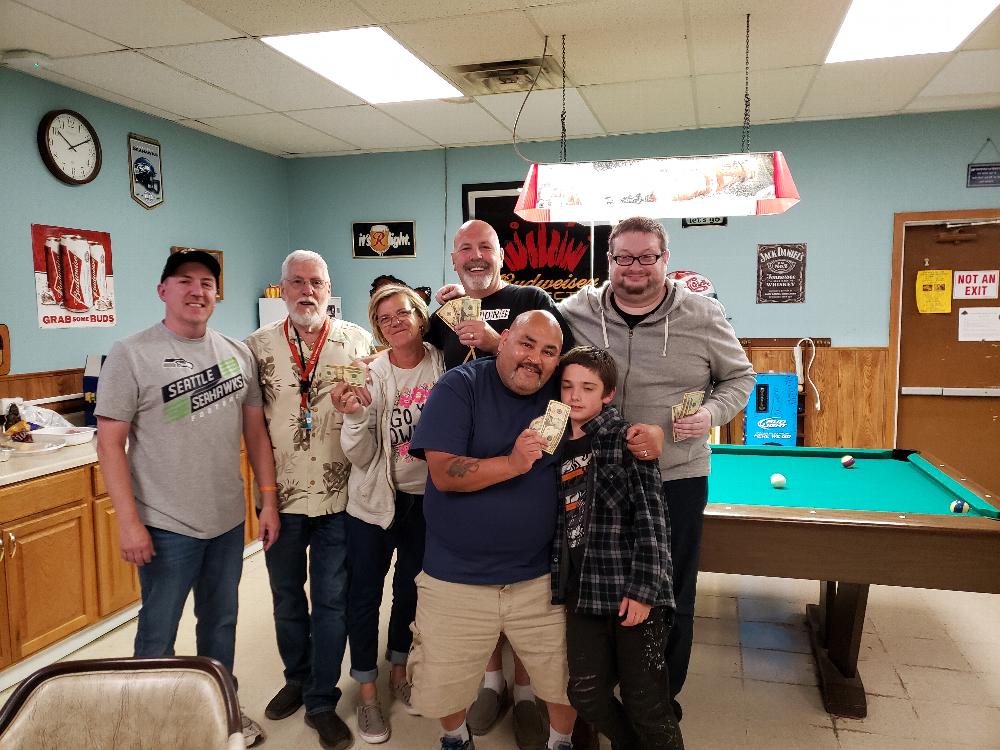 Big winners at 2524's summer Triathlon of darts, pool, and shuffleboard. Summer 2019