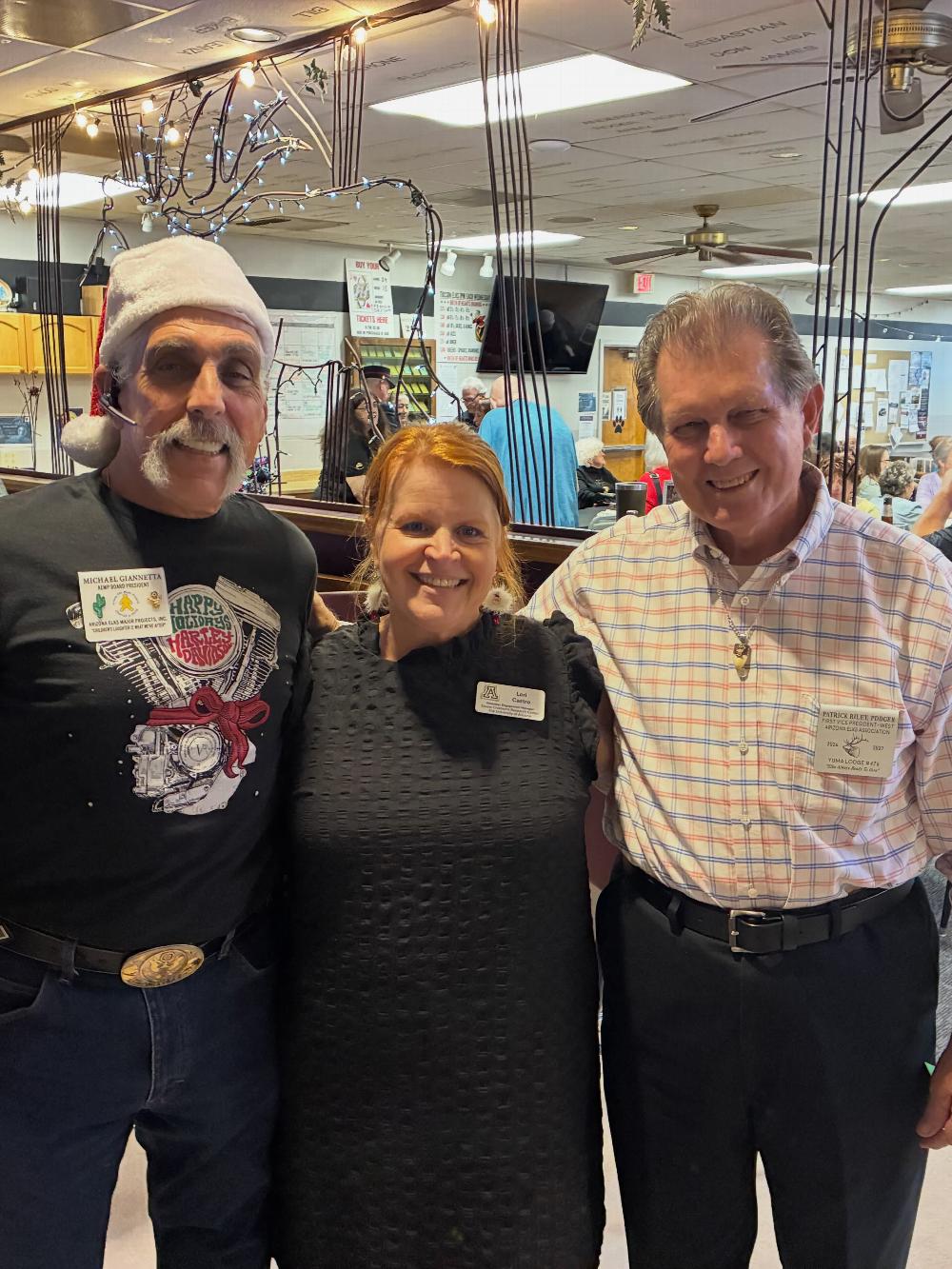 Mike Gianetta AEMP Board President, Lori Castro, 1st VP Pat Riley. Christmas in JulAugust 2026