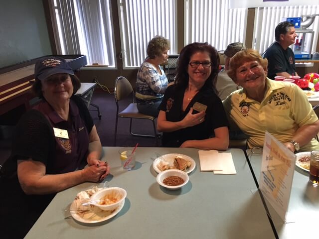 Diane Sharp, Julie Clemmons, and Linda Tucker enjoying food and fellowship.  April 2018 