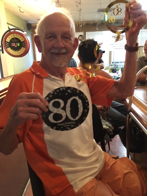 Member, Bernie Duddy, celebrating his 80th Birthday at the Lodge in July 2019.

Congratulations Bernie!
