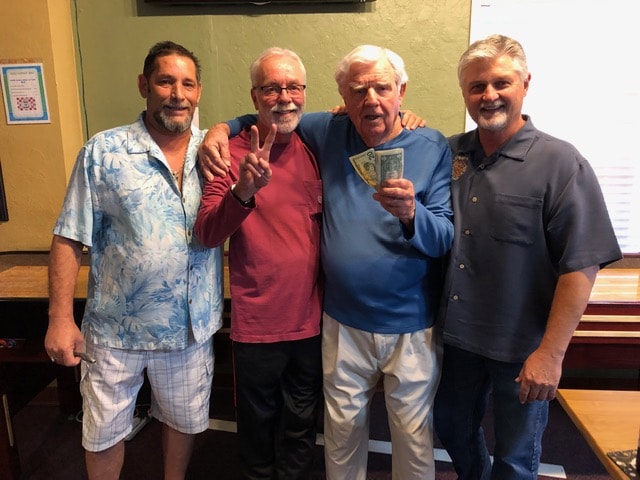 2019 September Shuffleboard winners - Norm Kaufman, PER, George Melious, Tony Aviano, Dave Mullett, PER ER