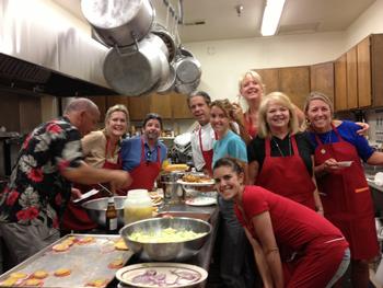 Rick Sanchez's "Battle of the Burger" crew in the kitchen Thursday, September 19, 2013.  They served 181 burgers that night! Craig Vahidi, Joanie Haugen, Paul Rash, Rick Sanchez, Cindy Born-Haggerty, Angie Welsh, Rhonda Sanchez, Erica Sanchez. Moon Rash is behind the camera!  