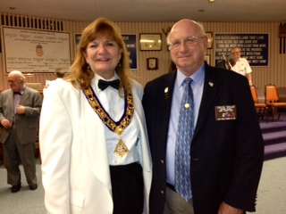 Janet Rasmussen DDGER with Chuck Nolan PDDGER from the San Diego Lodge #168 at the visitation for El Cajon Lodge #1812, August 2013.
