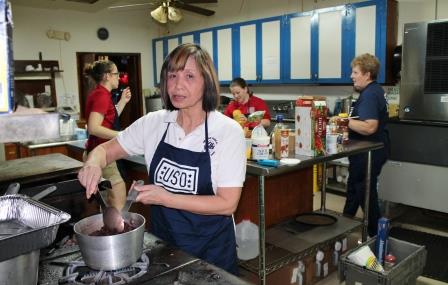 Lodge Member Betty Napier helping in the kitchen