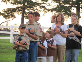 Scouts with their Flags in preparation for the Ceremony