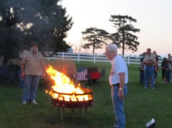 Terry Agnew after depositing his flag into the cauldron.