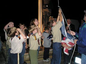 Raising the Flag during the Boy Scout Flag Ceremony 2011