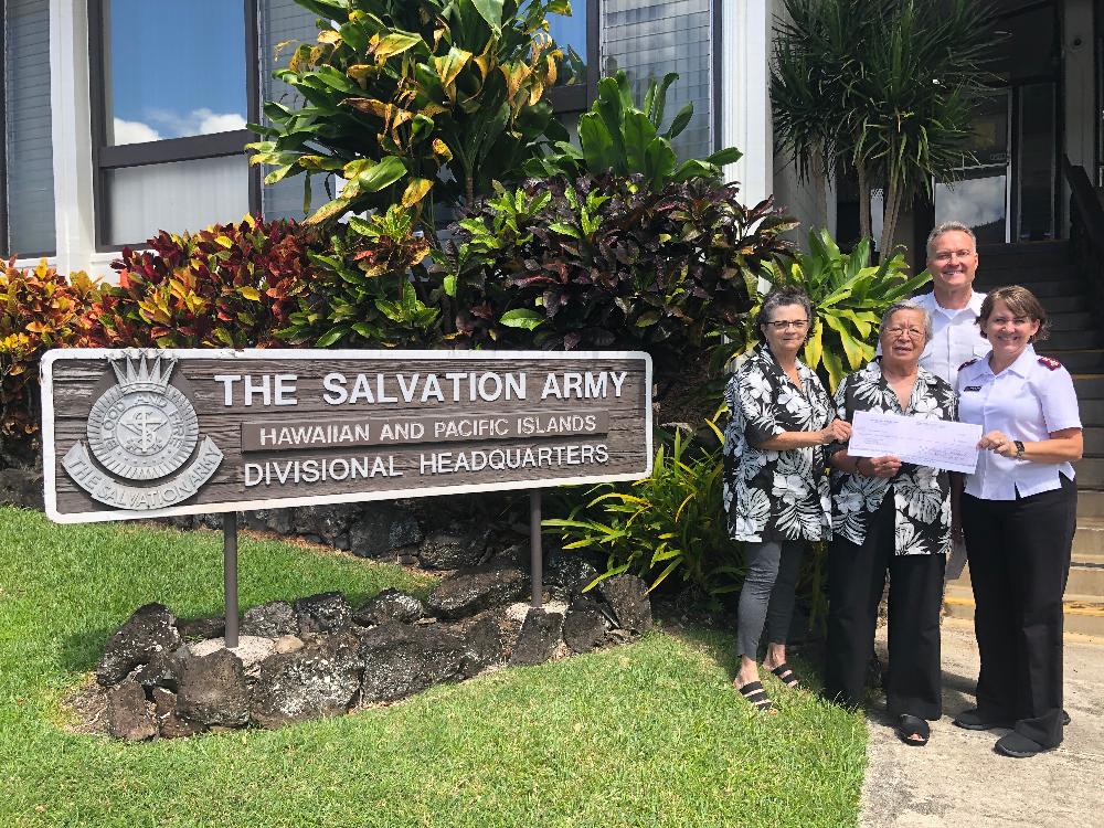  Left to Right:  Linda Merchant, Jean Boyle, Major Steven Ball and Major Nancy Ball
On July 13, 2021 our members Linda and Jean presented the Beacon Grant for $3,500 to The Salvation Army at their Divisional Headquarters.  Excepting for The Salvation Army were Major Steven Ball and Major Nancy Ball.
