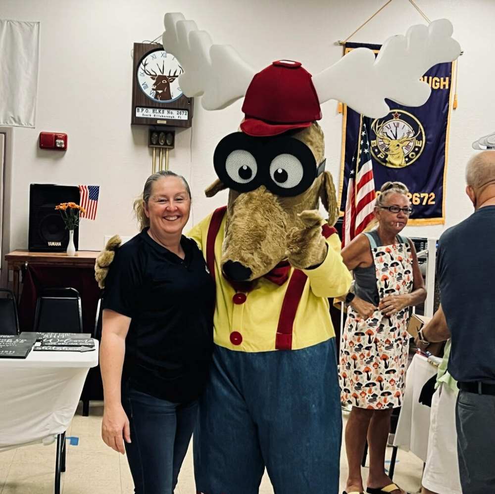 Brady, our high school volunteer, as Elroy the Elk at the Arts & Craft Show!