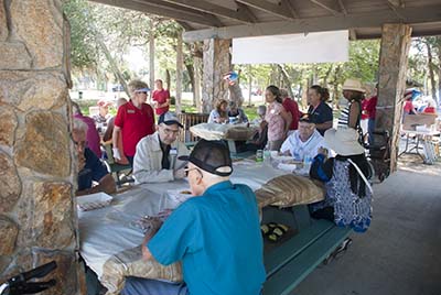 Veterans from area assisted living facilities
were invited to a day of fishing and fun at Fort Island Trail Park.
