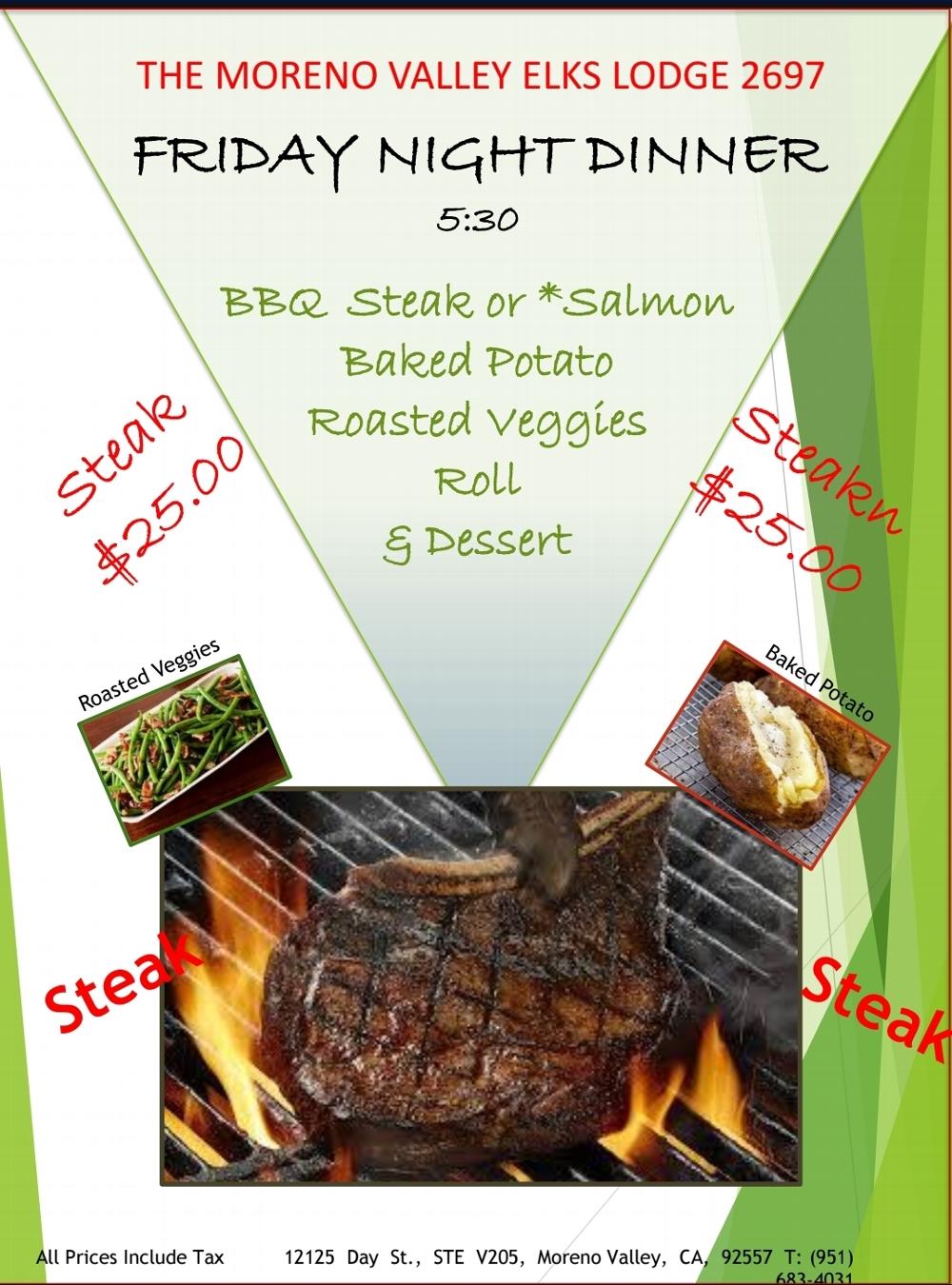 Steak Night every 4th Friday monthly