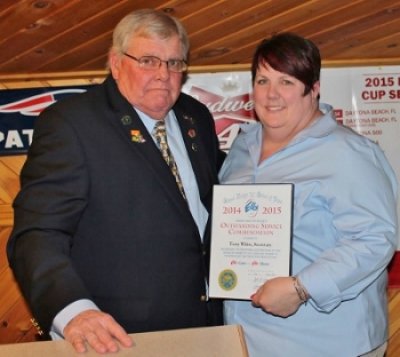 Terry White, right, was presented with a Grand Lodge Outstanding Service Commendation by Exalted Ruler Dennis Bragg.