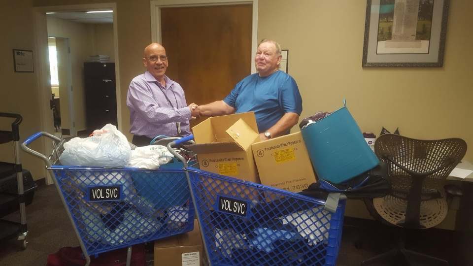 August 1, 2019 - Zephyrhills Hills Elks lodge 2731 and the veterans committee have donated the following clothing to Bay Pines Veterans Hospital in St. Petersburg, Florida: 12 pair men’s underwear, 16 undershirts, 6 polo shirts, 12 t- shirts, 4 pair pants, 3 pair shoes, 3 pair pajamas,.82 pair women’s underwear and 2 sports bras. 1 large backpack, and 1 large travel duffle bag. The Elks also sweet treats which included chocolate covered pretzels, chocolate covered mints, and chocolate covered caramels.
Zephyrhills Elks lodge 2731 will continue to support both James A. Haley Veterans Hospital and Bay Pines Veterans Hospital.
Our Veterans are one of the Benevolent and Protective Order of the Elks’ (B.P.O.E.) best people on earth) major projects along with our children. 
Our heart is always there for those in need.
Edgardo Solivan, Bay Pines Volunteer Services, Ken Fabiani, Past Exalted Ruler and Veteran’s Chairperson for the Elks’ lodge 2731.
We thank everyone for your donations to our Veterans. 
Ken Fabiani

