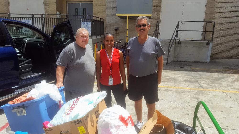 Clothing donation from our members to James A. Haley Veterans Hospital Tampa Florida. 
Left to right:  Ken Fabiani P.E.R.  Tammi Clarke Chief of Voluntary Services & Steve Czerneski Elk Member (Volunteer). Thank you everyone