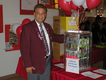 Erick Lace, PER with time capsule at Lawrence Middle School