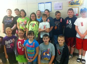 Students with their Red Ribbons