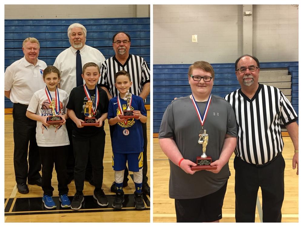 01-2019 Congrats to these Douglas Students for competing and placing in the North District National Elks Hoop Shoot Competition. Pictured with directors Rick Thompson (state), Donnie Handley (north district), and Lester Collins (regional).