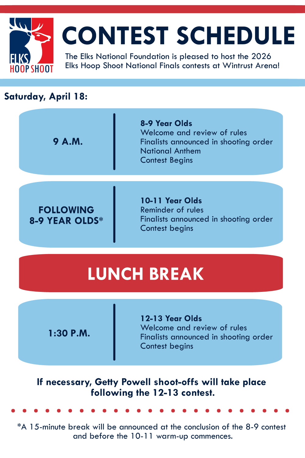 2026 Elks Hoop Shoot National Finals Contest Schedule