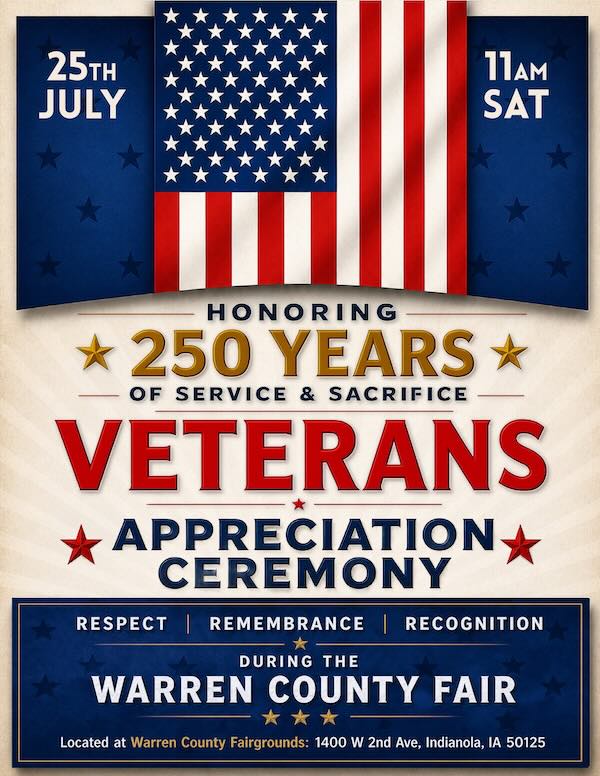 2026 Veterans Appreciation Ceremony at the Warren County Fair