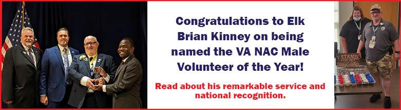 Elk Member Brian Kinney Chosen as VA NAC Male Volunteer of the Year!